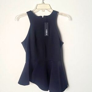 NWT Nicholas Black Peplum Top Sz 4 XS S Ponti Blouse Asymmetrical Angled Sexy
